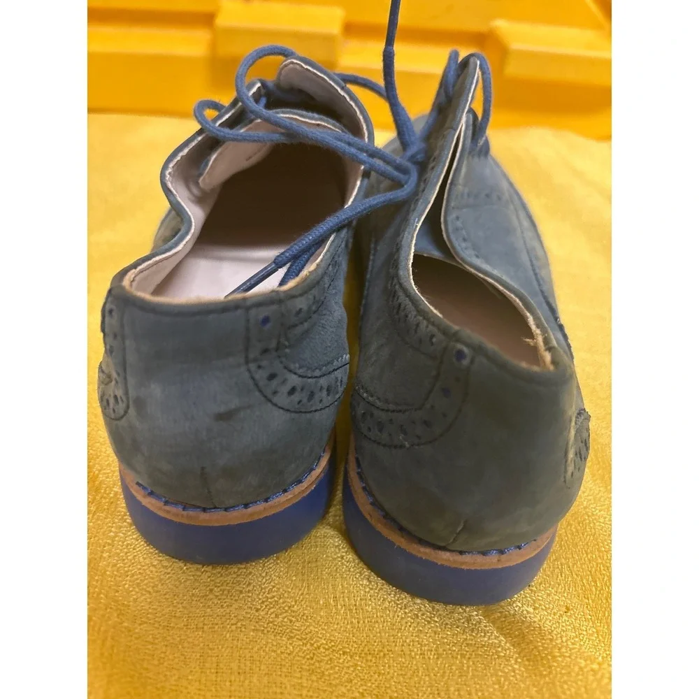 Cole Haan Wingtip Oxford Kids 6B  j14 Navy Blue Good Nubuck Brogue Dress Shoes